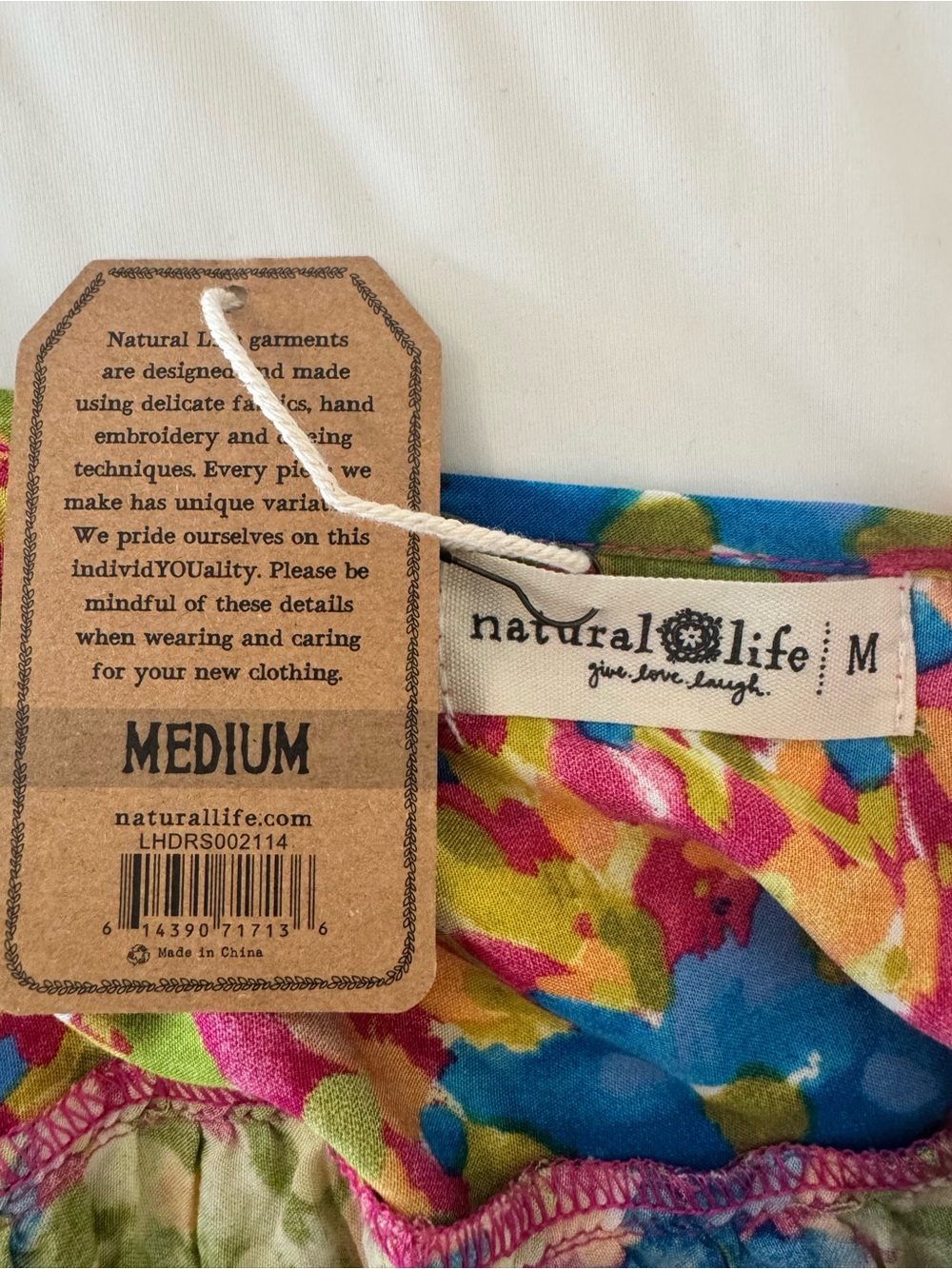 NATURAL LIFE Vivid Floral Spaghetti-Strap Babydoll Dress in Blue, Green & Pink - Picture 6 of 7